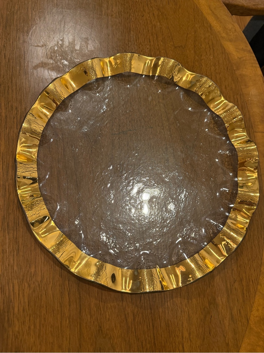Annieglass Gold ruffle Rim Decorative Charger Plate - Annieglass buffet plate